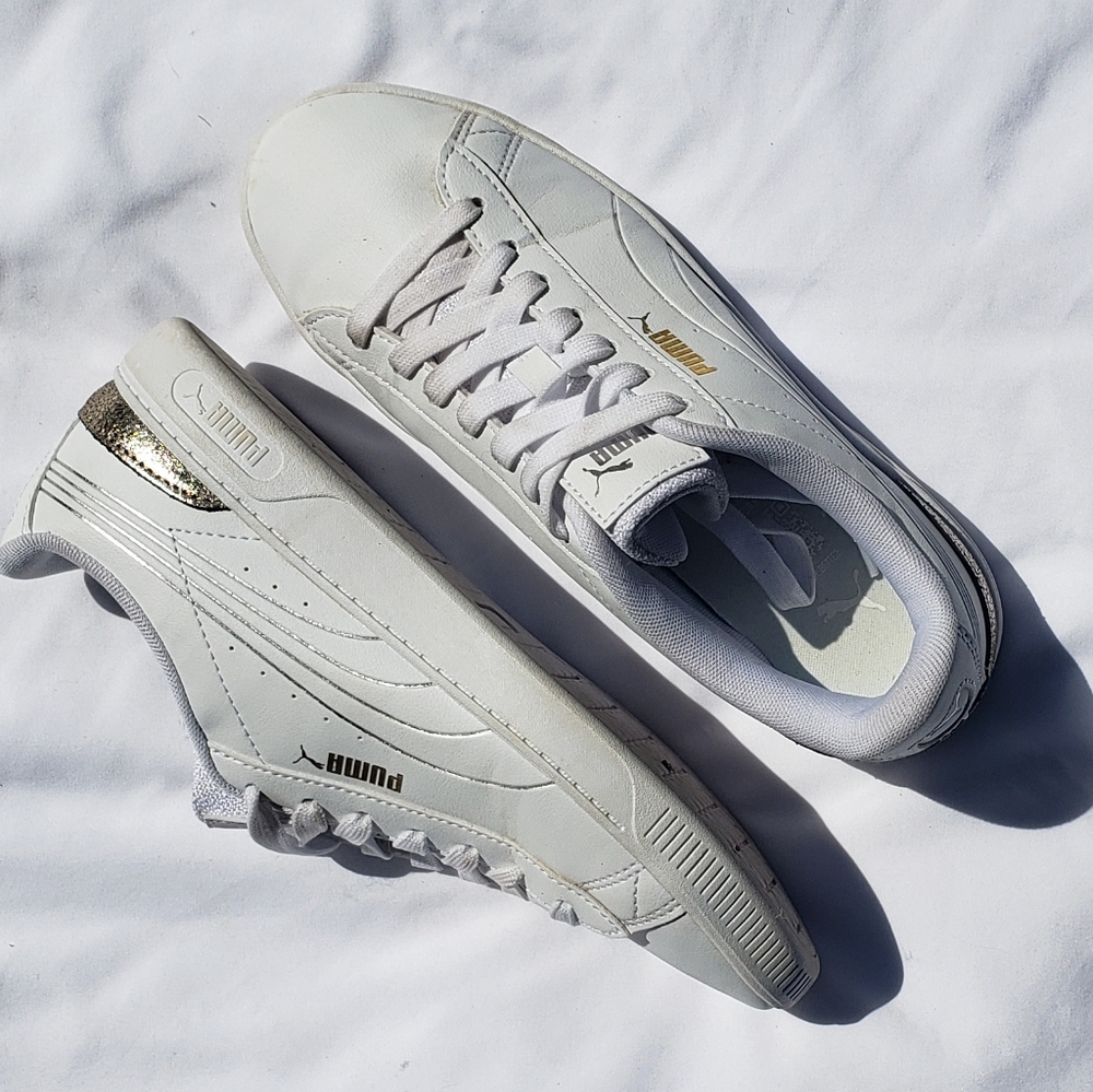 Puma womens White and gold Sneakers